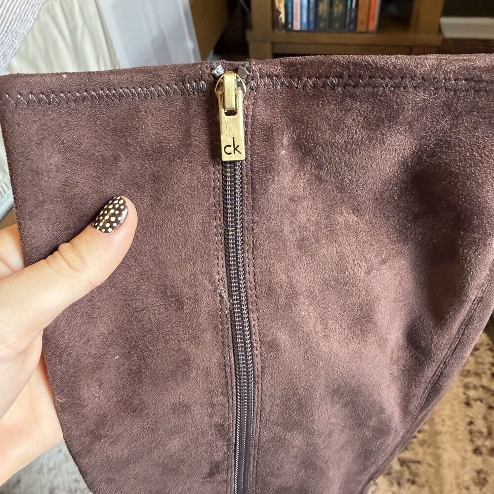 Calvin Klein Womens Faux Suede Wedge Knee-High Boots womens 10 - Picture 2 of 8